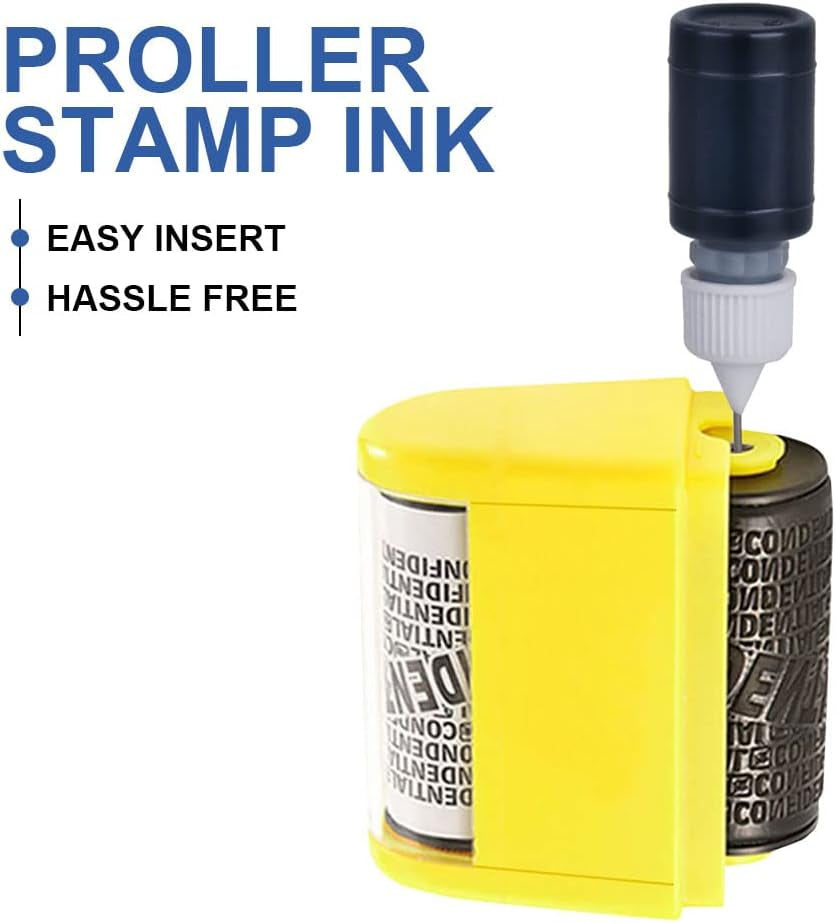 Nachfüll-Tinte für Datenschutz-Rollstempel, 5 × 10 ml Stempelfarbe Schwarz mit Nadelaufsatz, Nachfüllset für Identitätsschutz-Roller – Bild 6