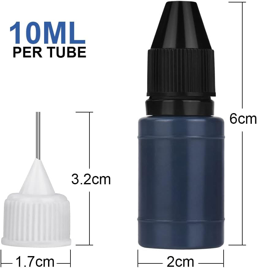 Nachfüll-Tinte für Datenschutz-Rollstempel, 5 × 10 ml Stempelfarbe Schwarz mit Nadelaufsatz, Nachfüllset für Identitätsschutz-Roller – Bild 2