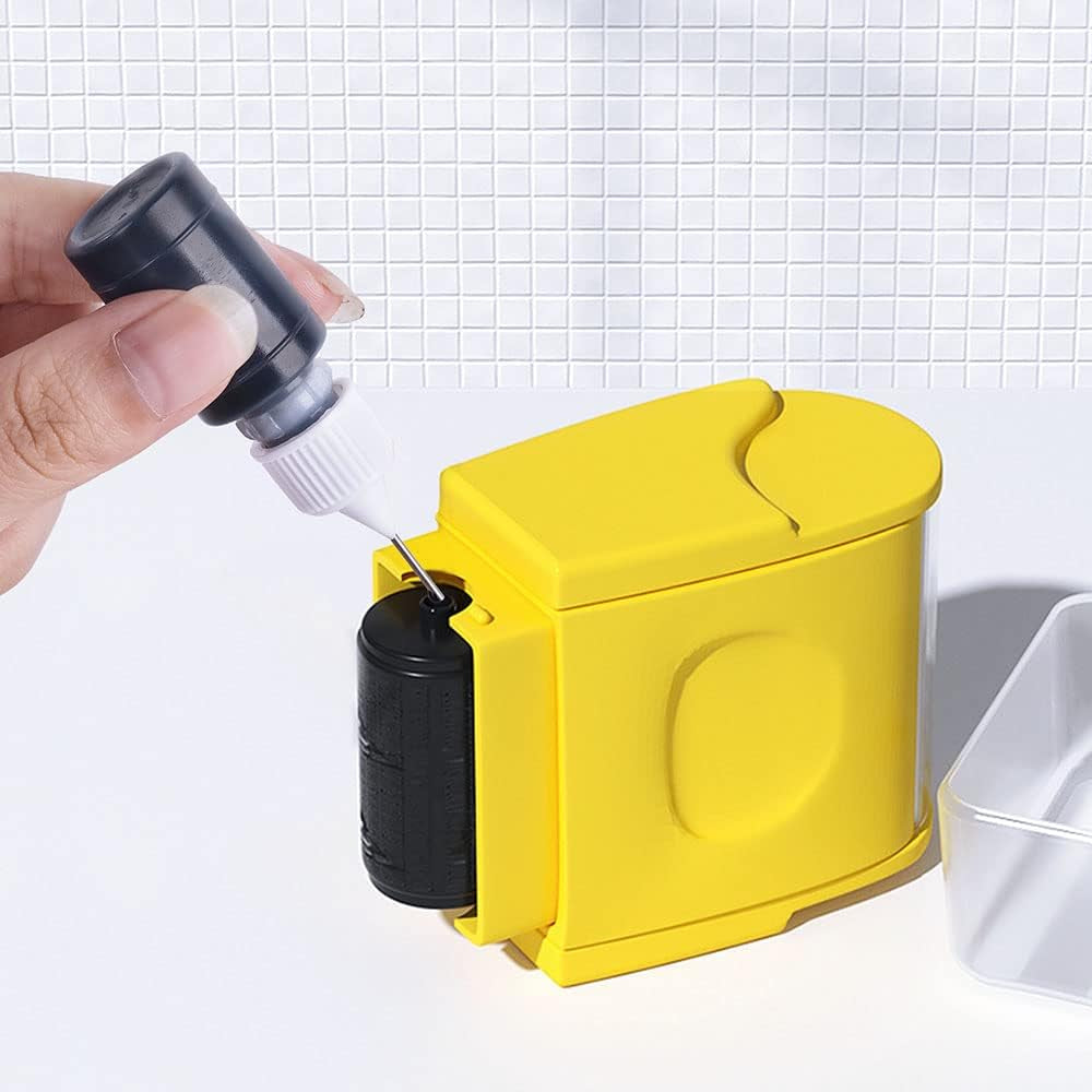 Nachfüll-Tinte für Datenschutz-Rollstempel, 5 × 10 ml Stempelfarbe Schwarz mit Nadelaufsatz, Nachfüllset für Identitätsschutz-Roller – Bild 3