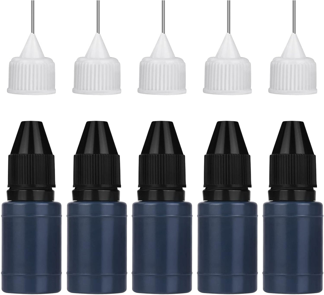 Nachfüll-Tinte für Datenschutz-Rollstempel, 5 × 10 ml Stempelfarbe Schwarz mit Nadelaufsatz, Nachfüllset für Identitätsschutz-Roller – Bild 1